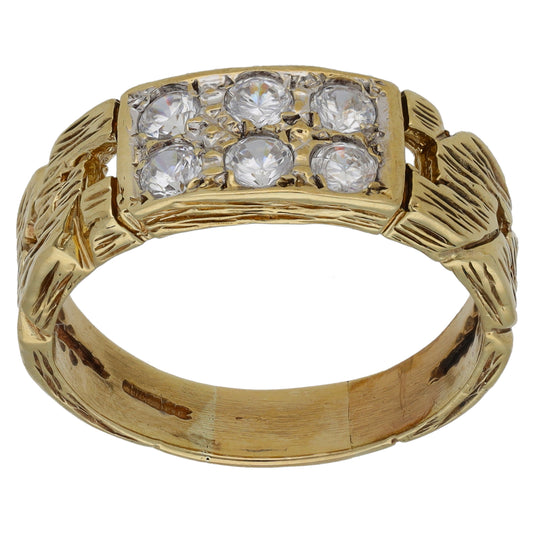 9ct Gold Cubic Zirconia Dress/Cocktail Ring Size W