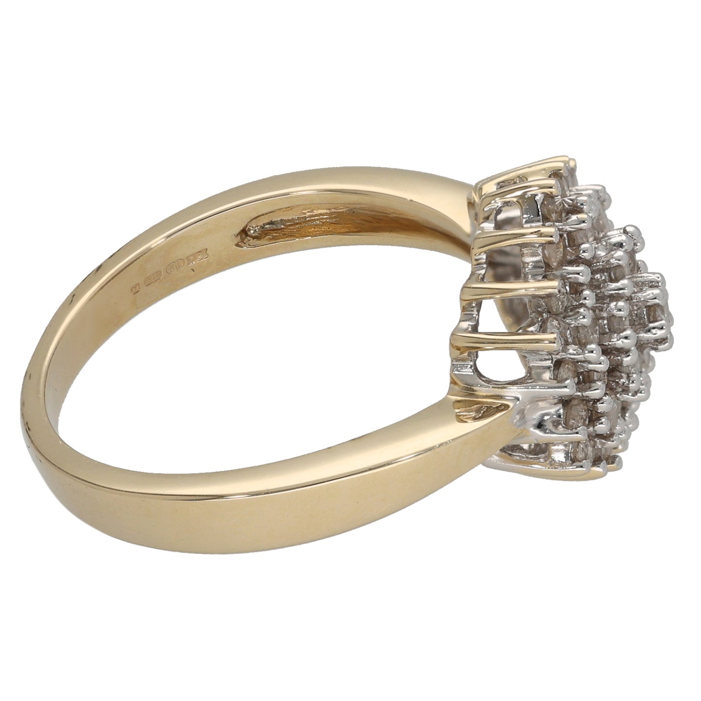 9ct Gold 0.93ct Diamond Cluster Ring Size S