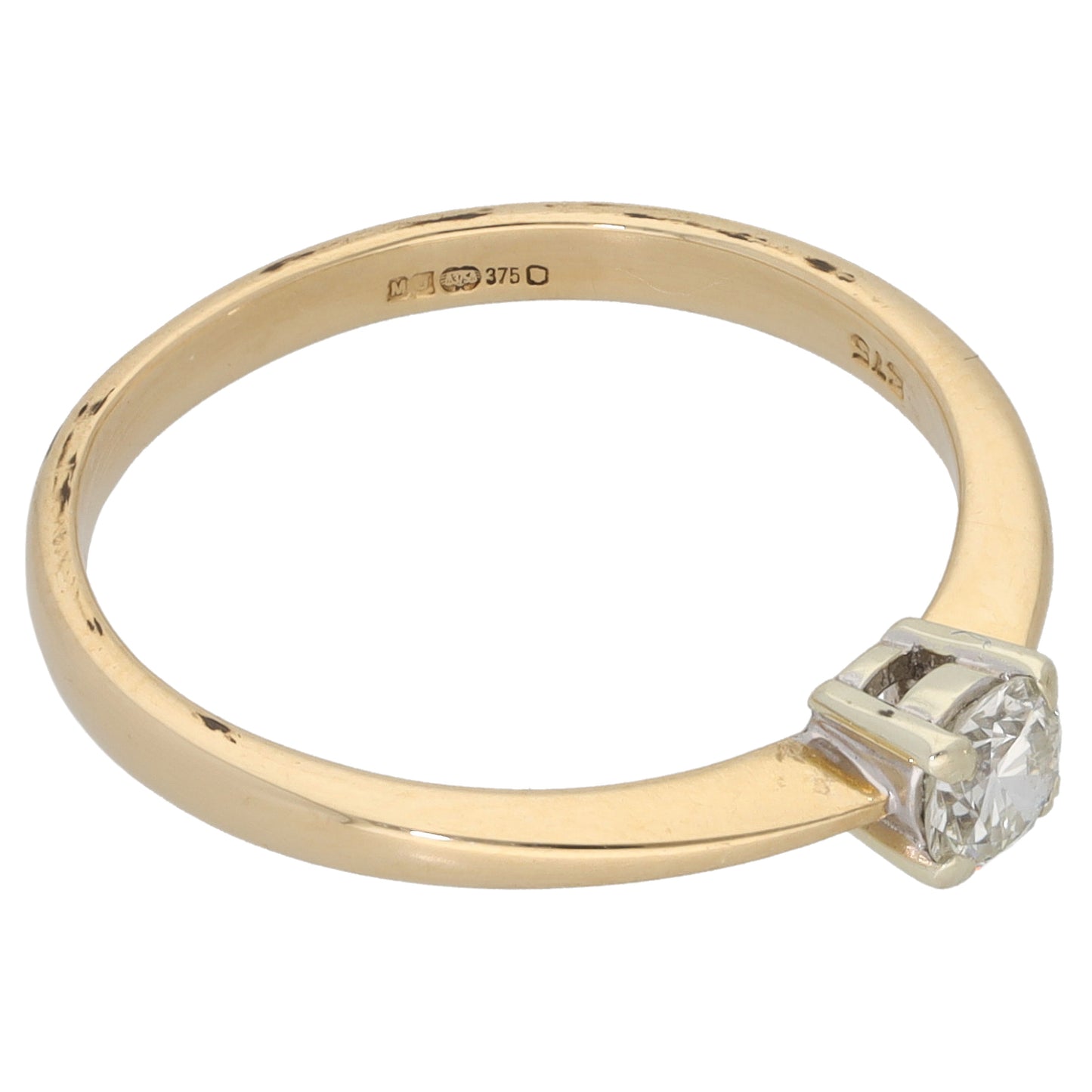 9ct Gold 0.25ct Diamond Solitaire Ring Size O