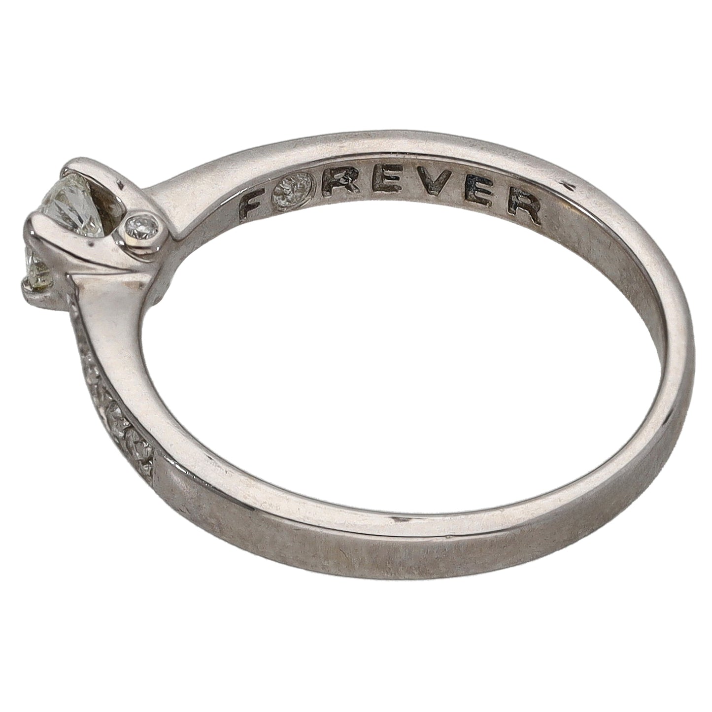 18ct White Gold 0.33ct Diamond Solitaire Ring With Accent Stones Size M