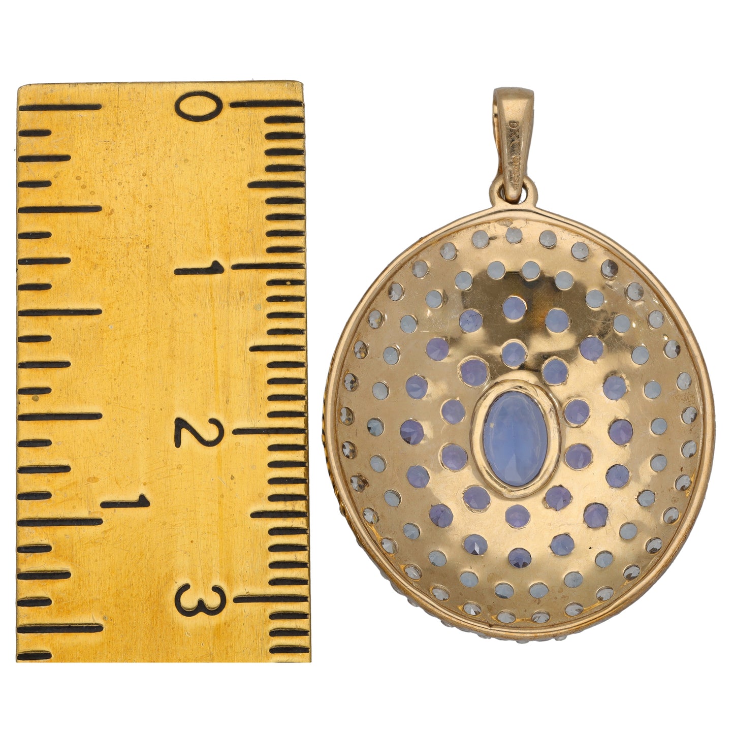 9ct Gold Tanzanite, Aquamarine & Sapphire Dress/Cocktail Pendant