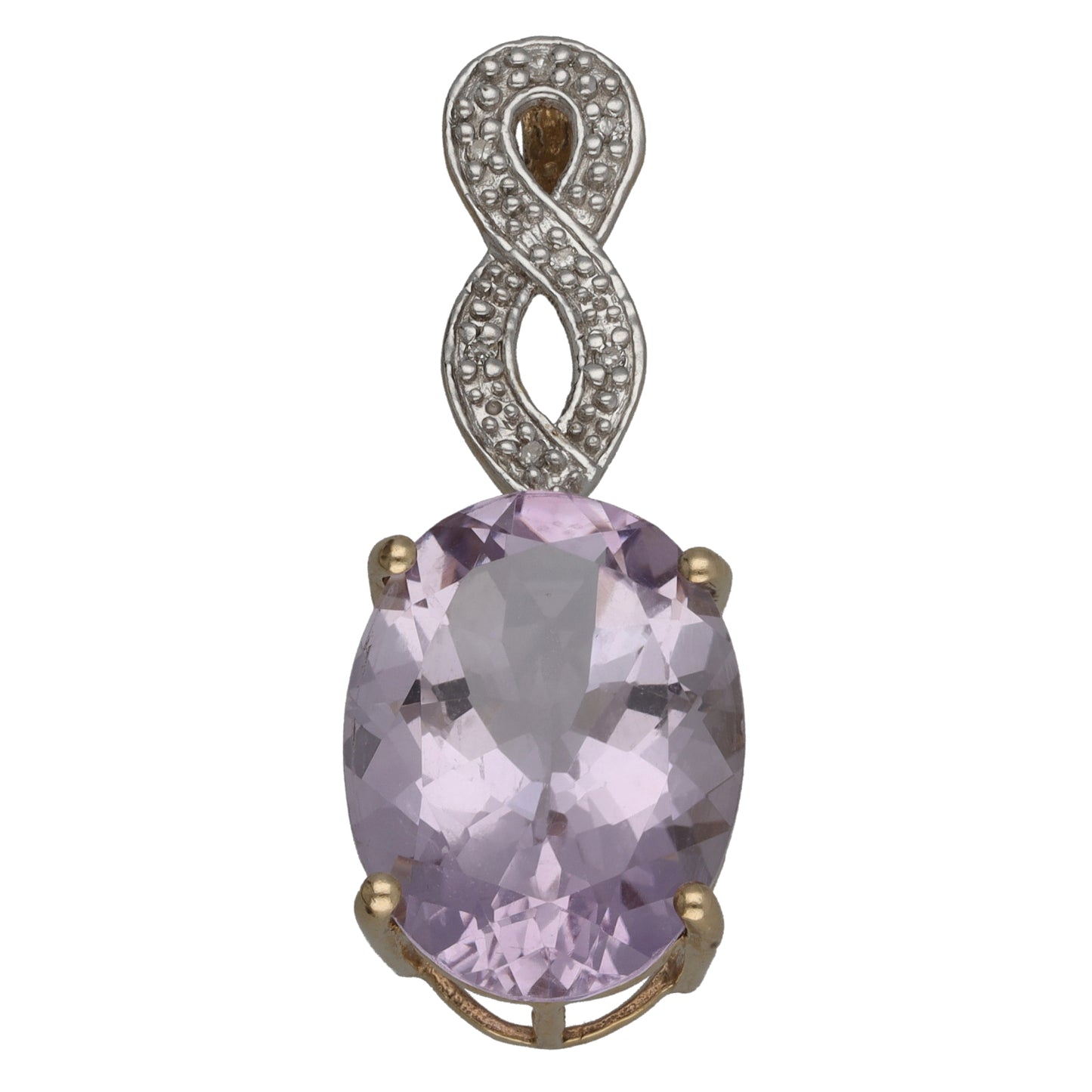 9ct Gold Amethyst & 0.03ct Diamond Dress/Cocktail Pendant