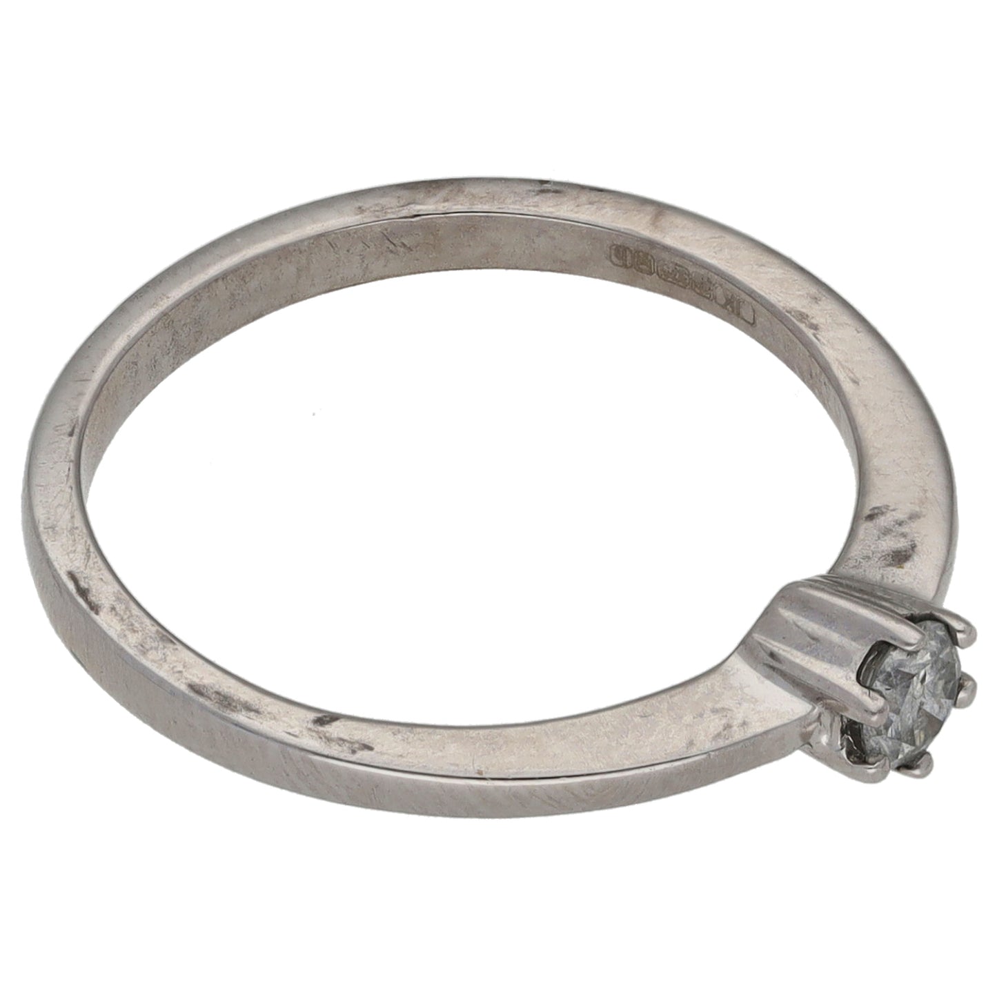 9ct White Gold 0.15ct Diamond Solitaire Ring Size L