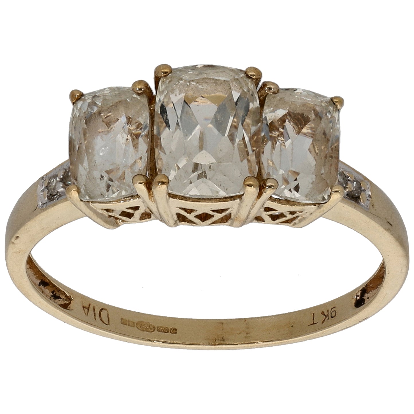 9ct Gold Beryl & 0.02ct Diamond Dress/Cocktail Ring Size P