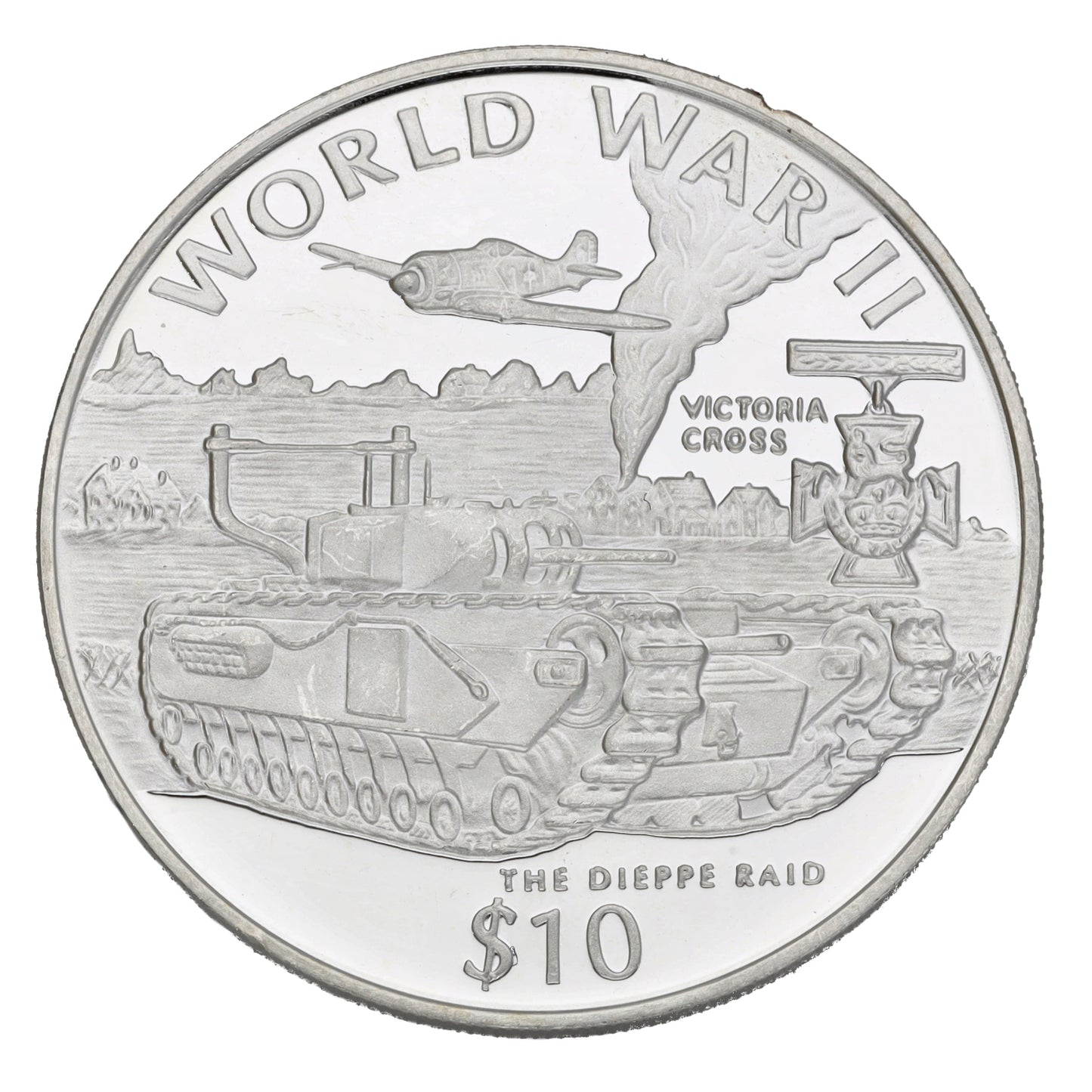 Sterling Silver World War II Victoria Cross 10 Dollars Coin 1997