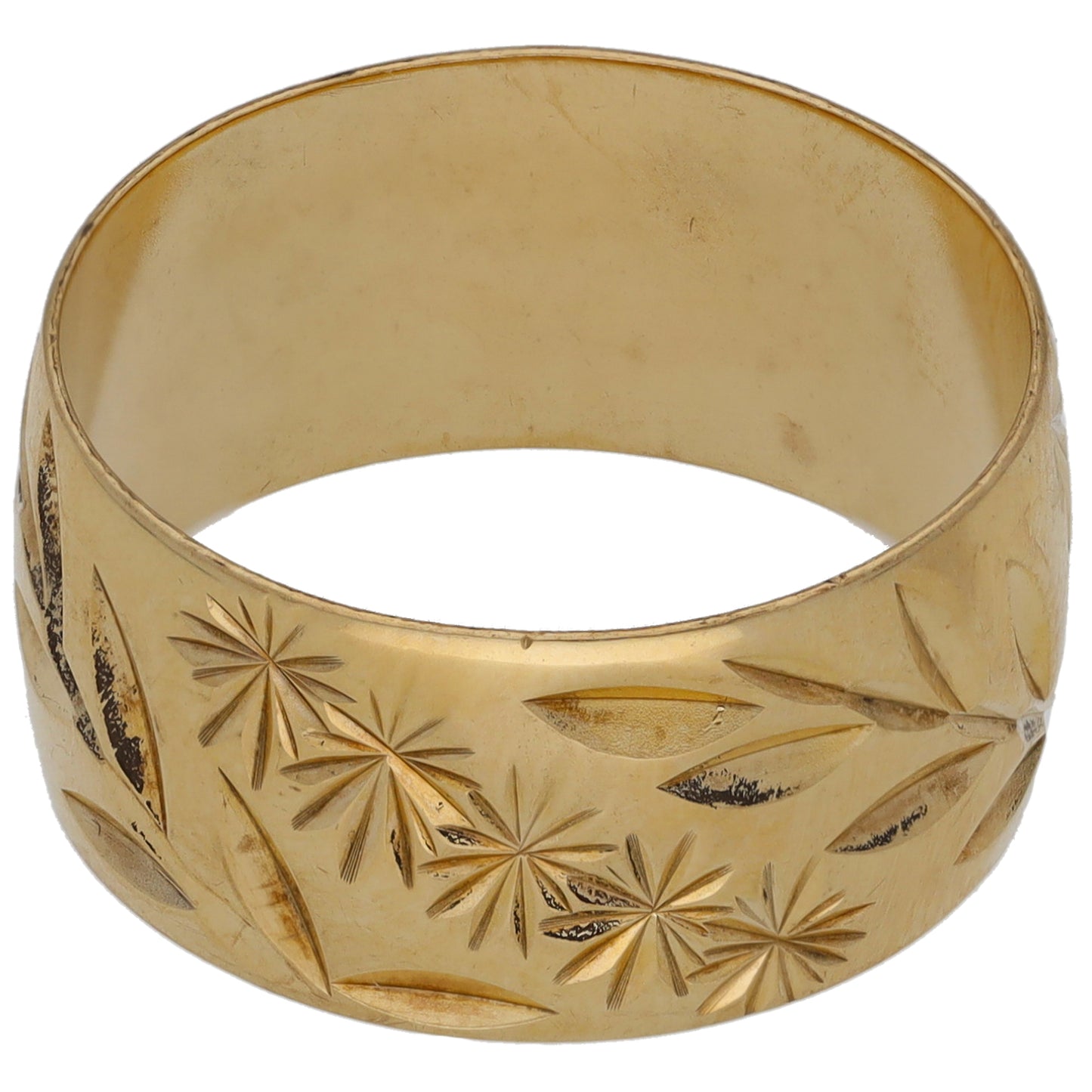 9ct Gold Patterned Wedding Ring Size R