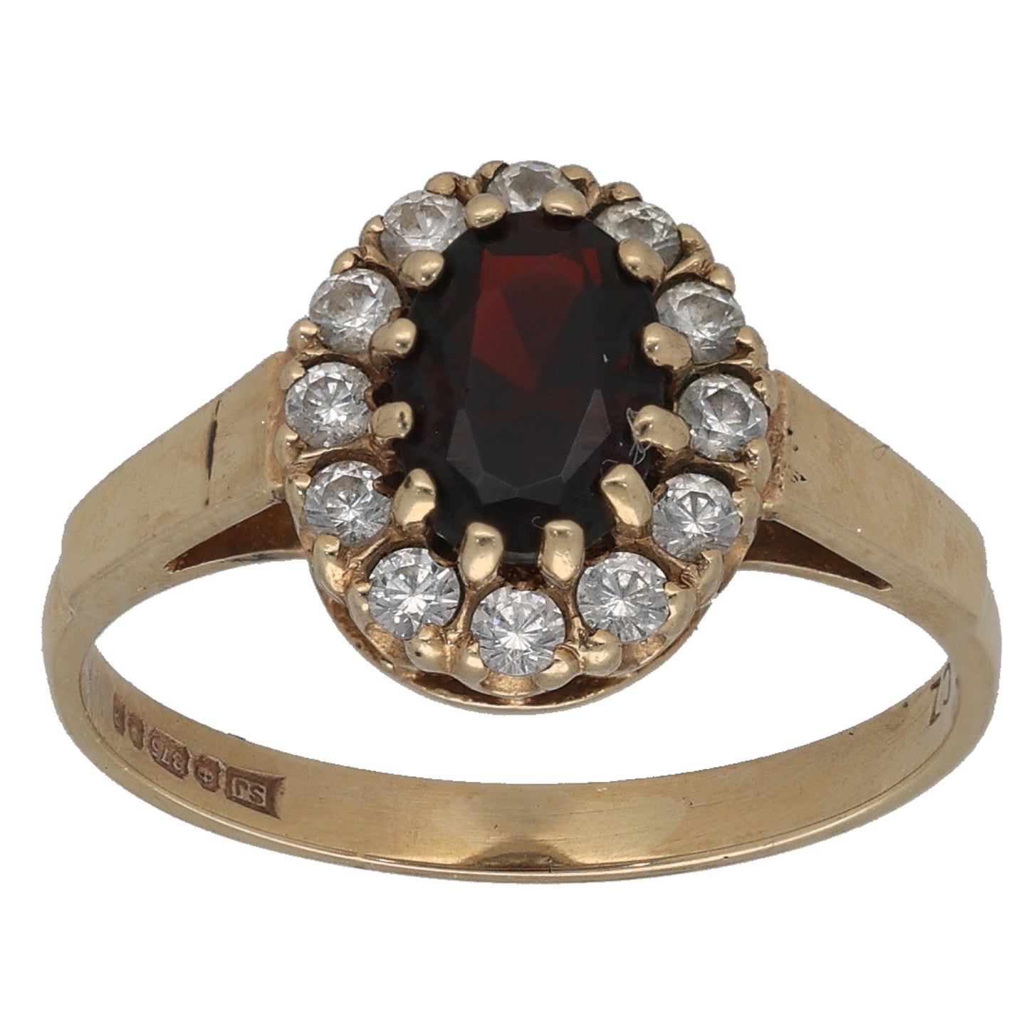 9ct Gold Garnet & Cubic Zirconia Dress/Cocktail Ring Size M