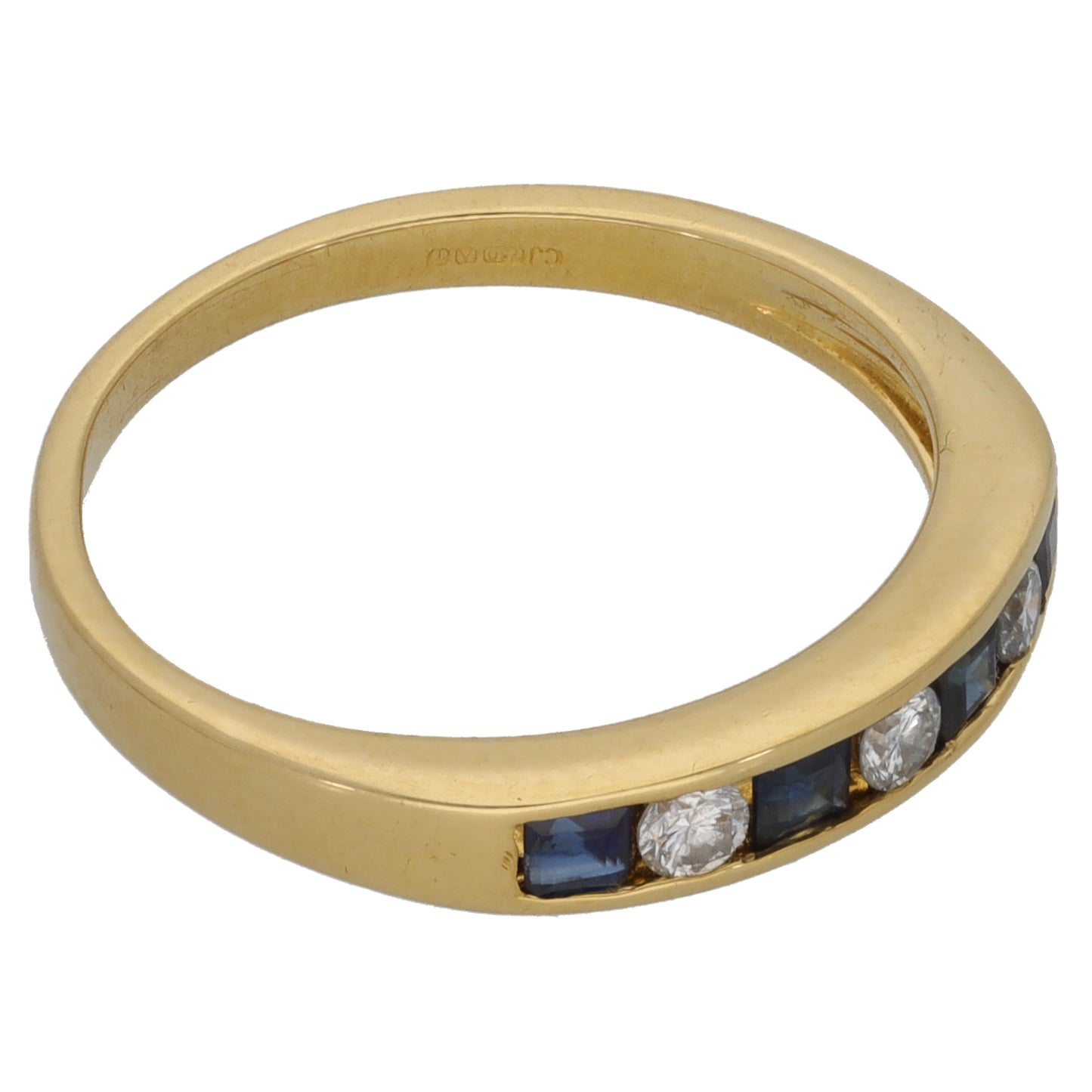 18ct Gold 0.12ct Diamond & Sapphire Half Eternity Ring Size L