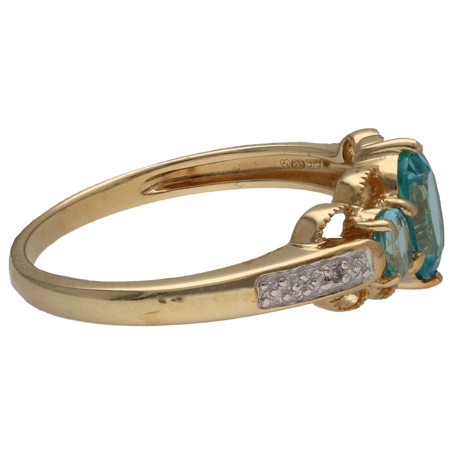 9ct Gold Tourmaline & 0.01ct Diamond Dress/Cocktail Ring Size P