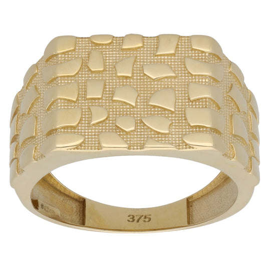 New 9ct Gold Nugget Signet Ring Size T - Y