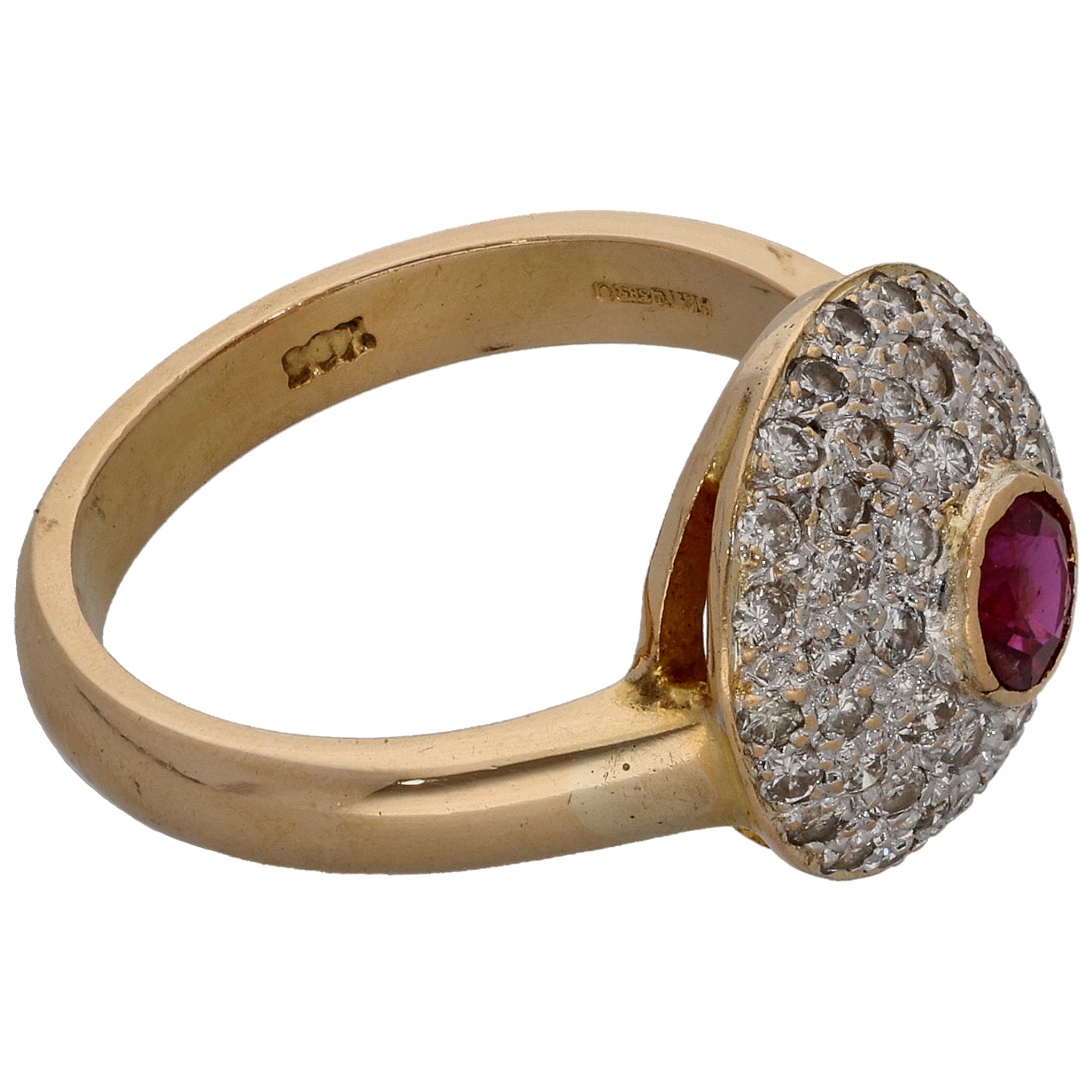14ct Gold Ruby & 0.50ct Diamond Cluster Ring Size L