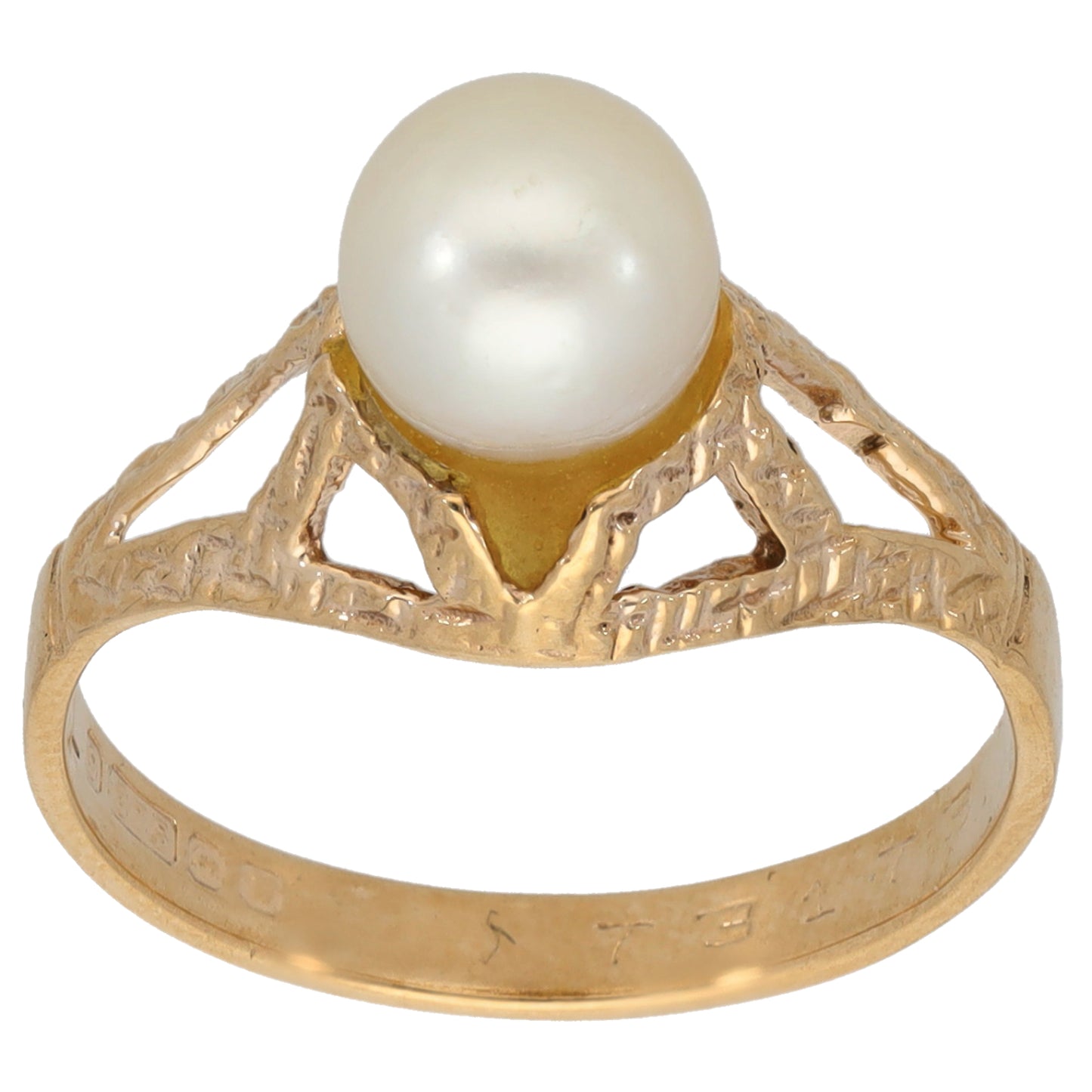 9ct Gold Cultured Pearl Single Stone Ring Size N