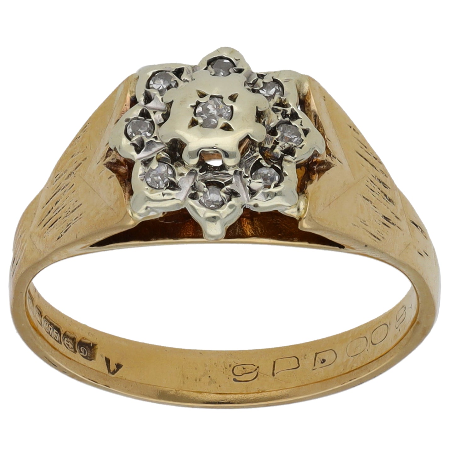 9ct Gold 0.08ct Diamond Cluster Ring Size O