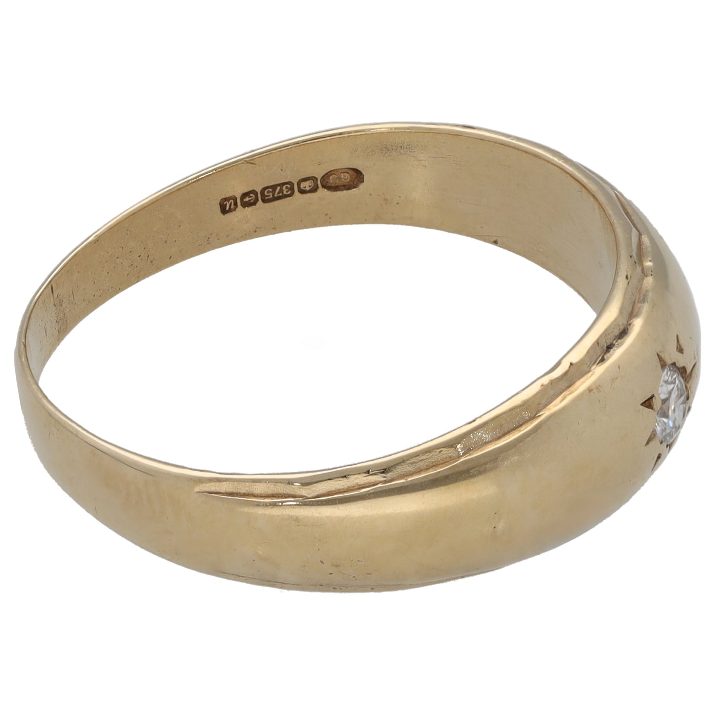 9ct Gold 0.07ct Diamond Solitaire Ring Size S