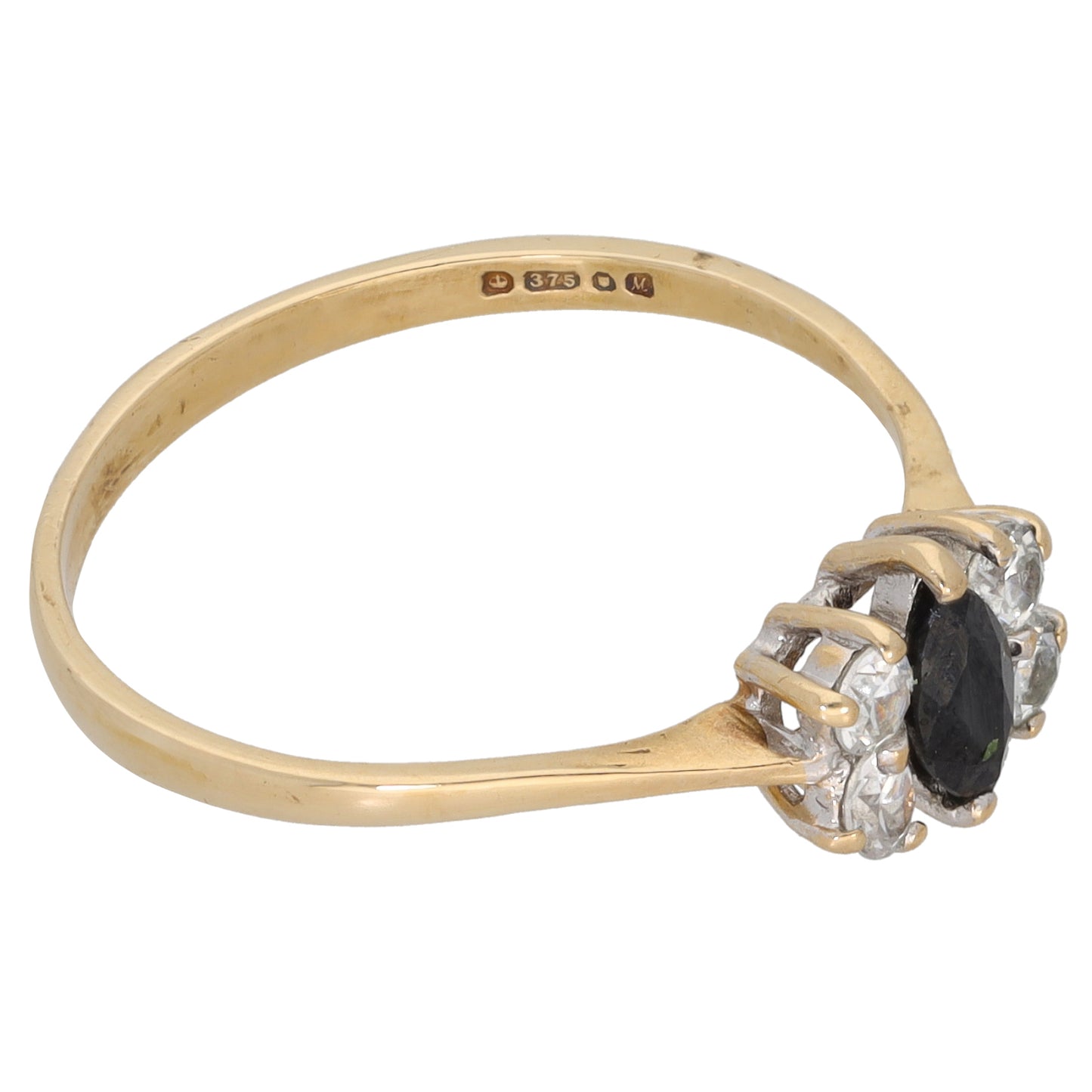 9ct Gold Sapphire & Cubic Zirconia Dress/Cocktail Ring Size Q