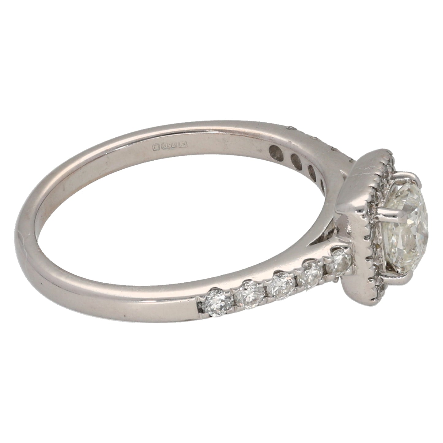 18ct White Gold 0.60ct Diamond Halo Ring Size L