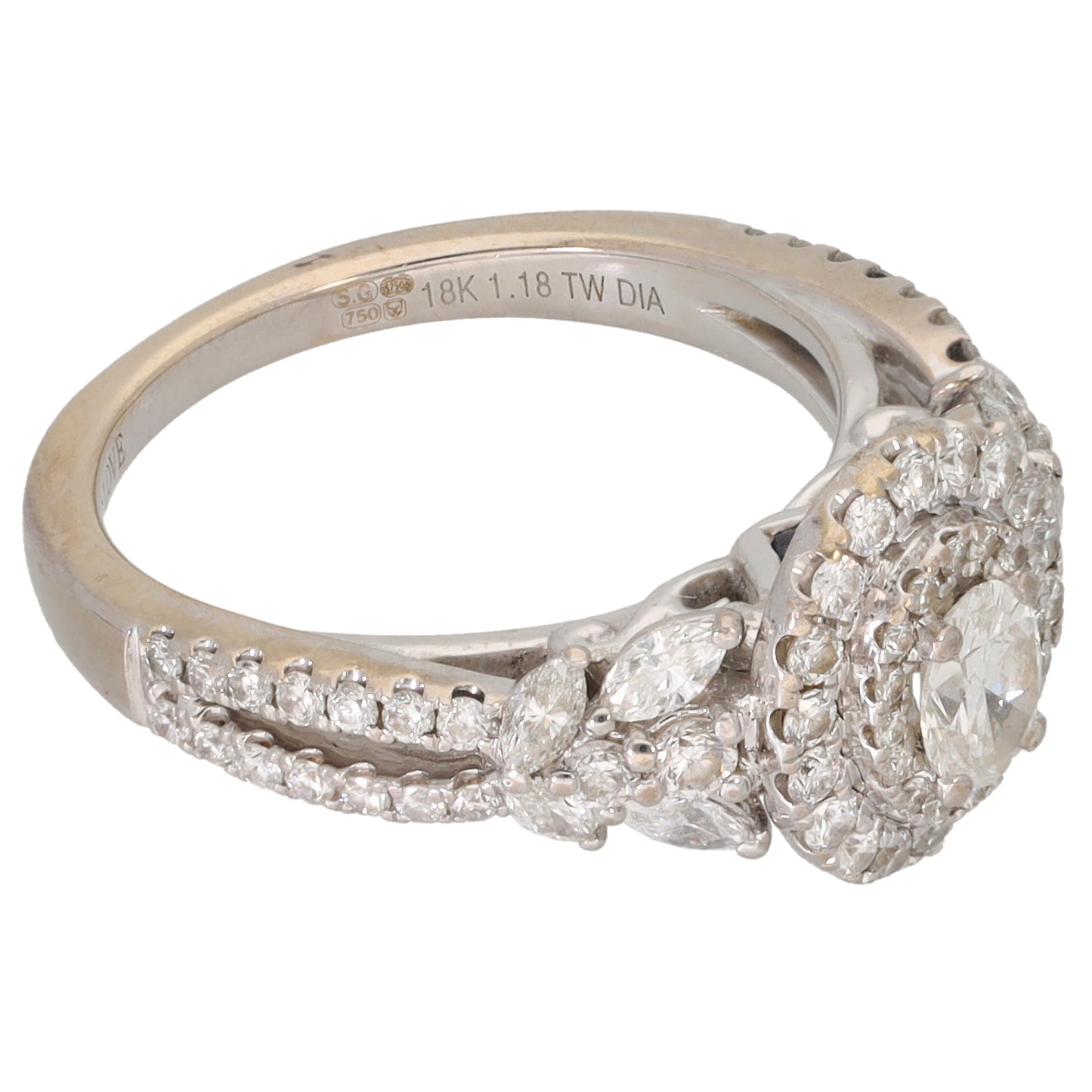 18ct White Gold 1.18ct Diamond Vera Wang Cluster Ring Size L