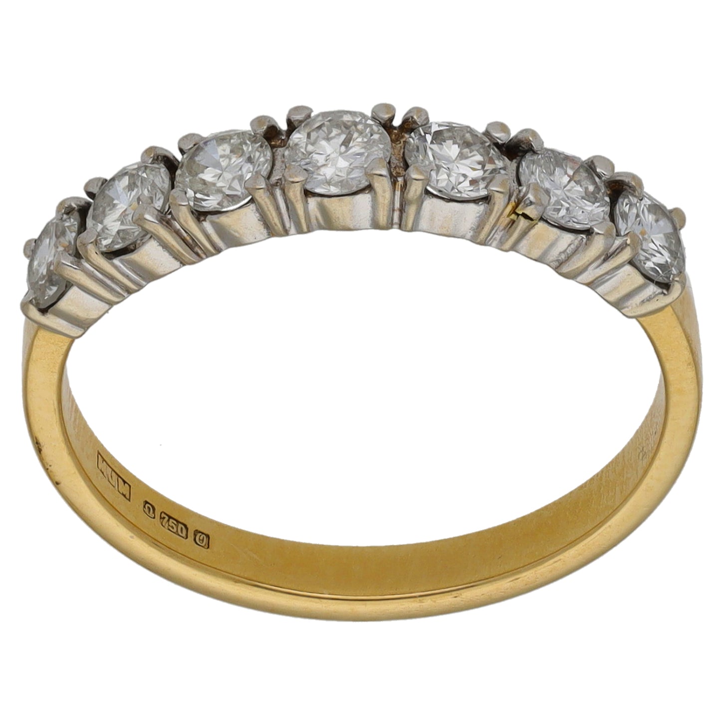 18ct Gold 0.70ct Diamond Half Eternity Ring Size M