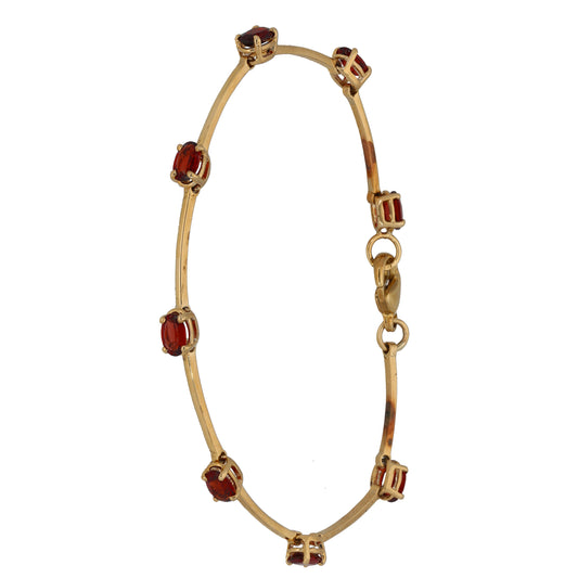 9ct Gold Garnet Fancy Stone Set Bracelet