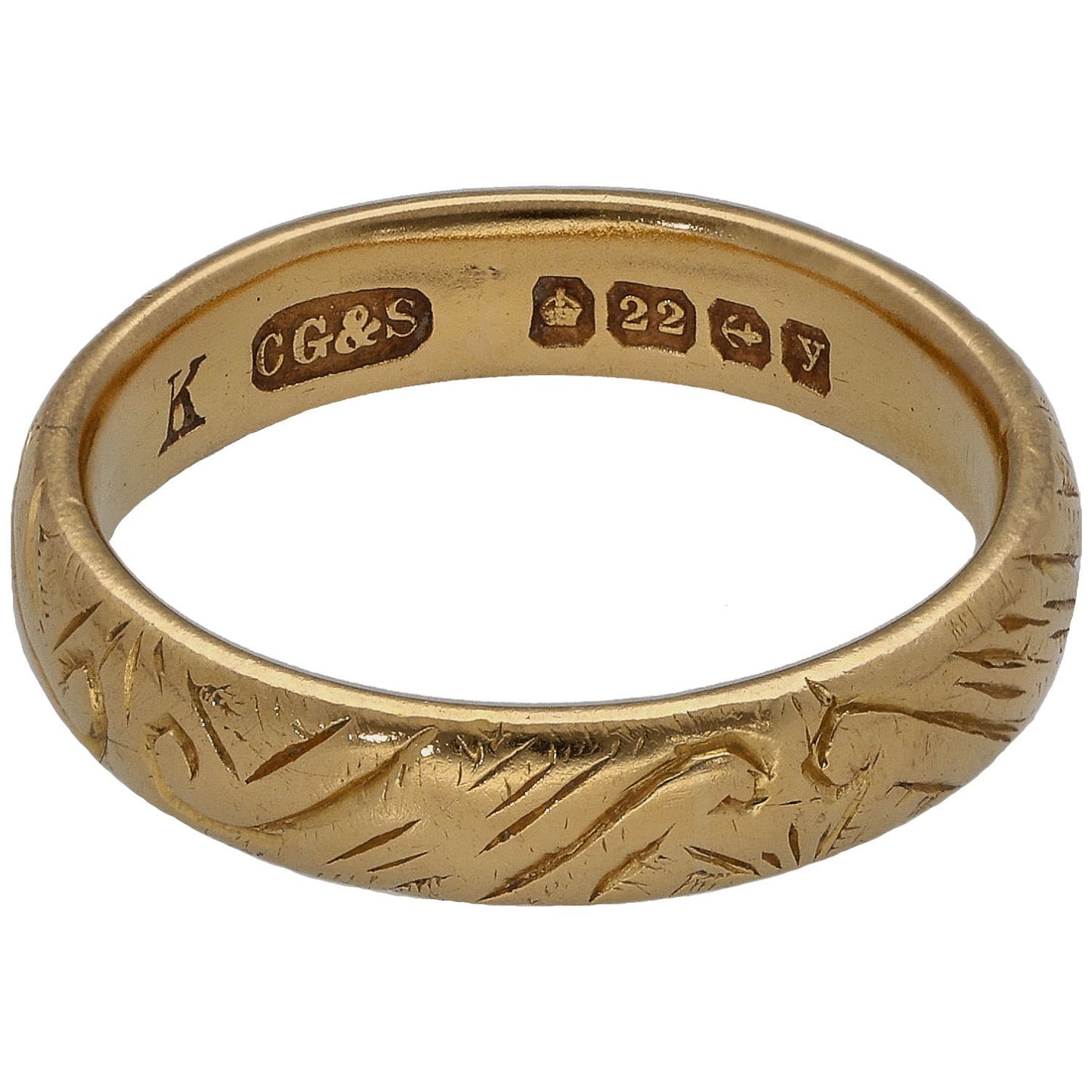22ct Gold Patterned Wedding Ring Size L