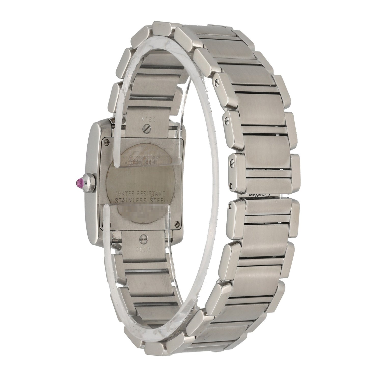 Cartier Tank Française W51028Q3, Pink Mother of Pearl Dial, Stainless Steel, Rear Angle Image