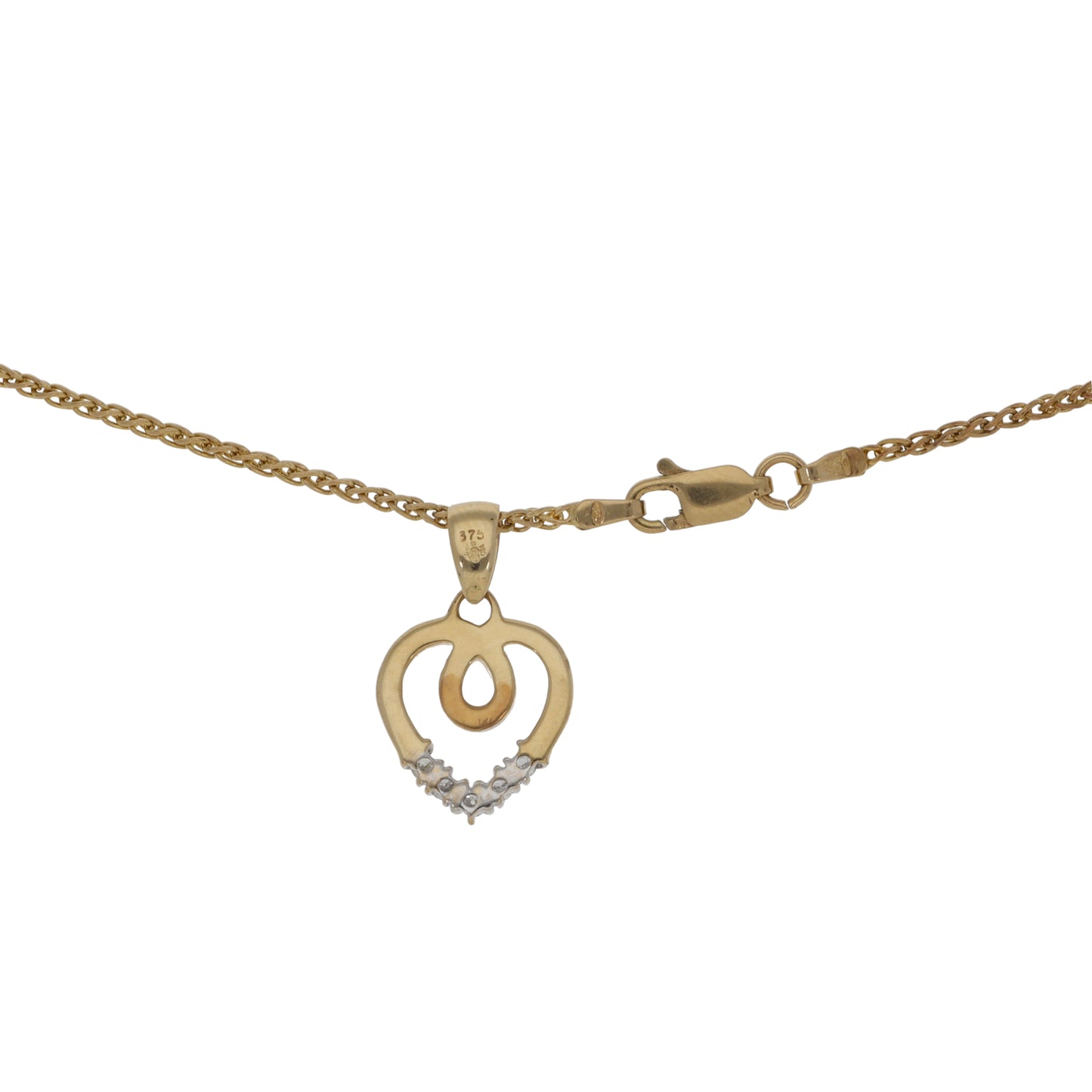 9ct Gold 0.10ct Diamond Heart Pendant With Chain