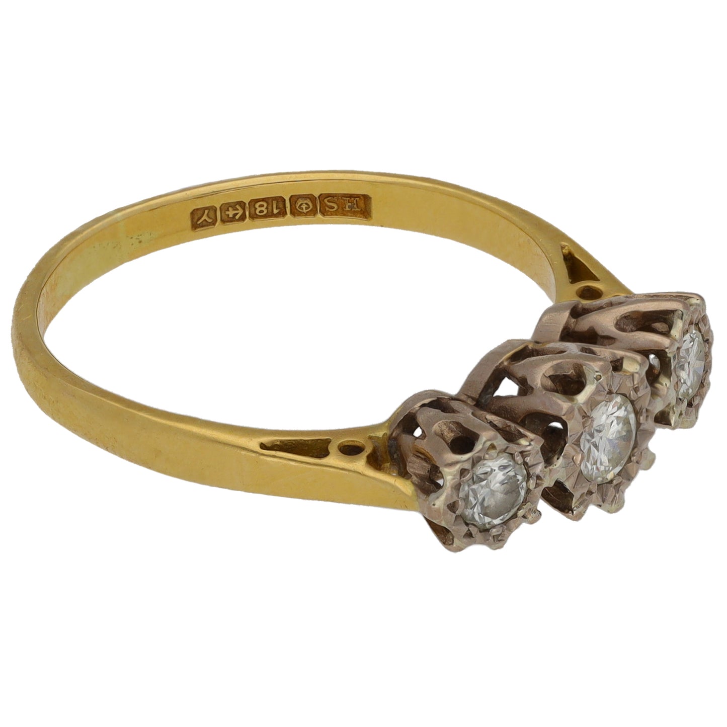 18ct Gold 0.35ct Diamond Trilogy Ring Size O