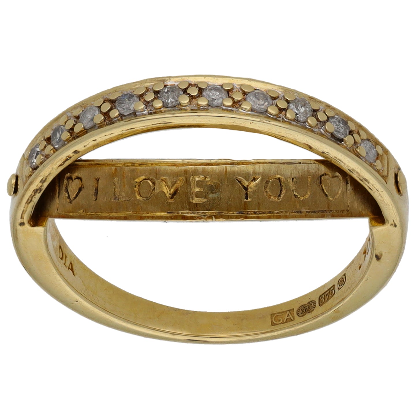 9ct Gold 0.10ct Diamond Half Eternity Ring Size N