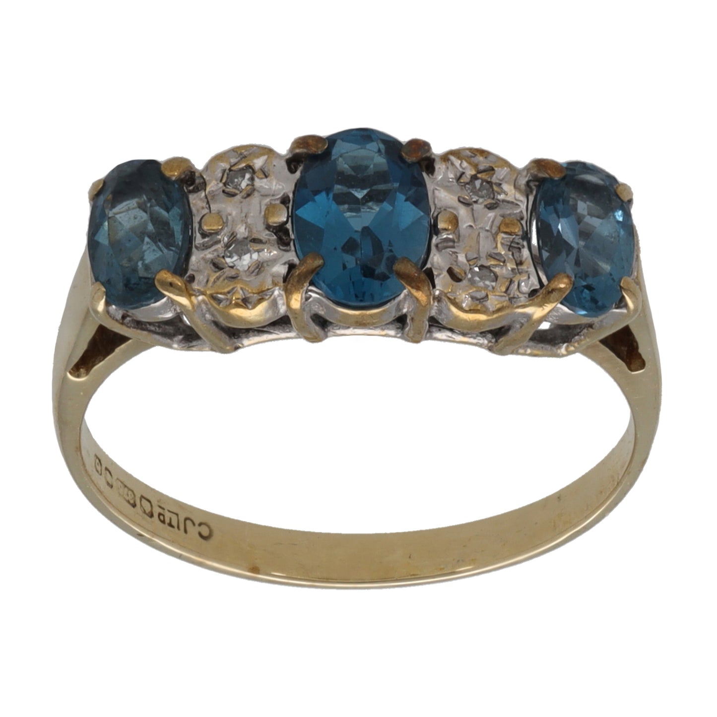 9ct Gold Topaz & 0.02ct Diamond Dress/Cocktail Ring Size L