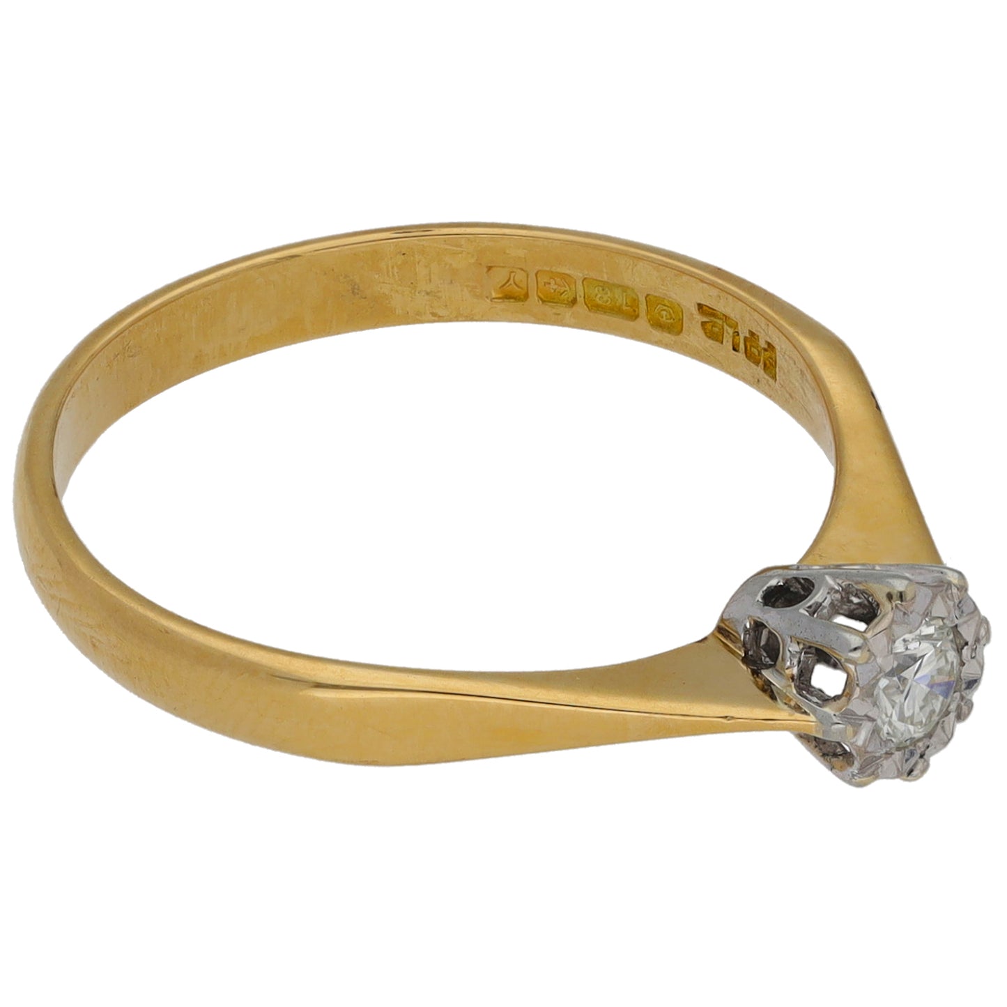 18ct Gold 0.10ct Diamond Solitaire Ring Size N