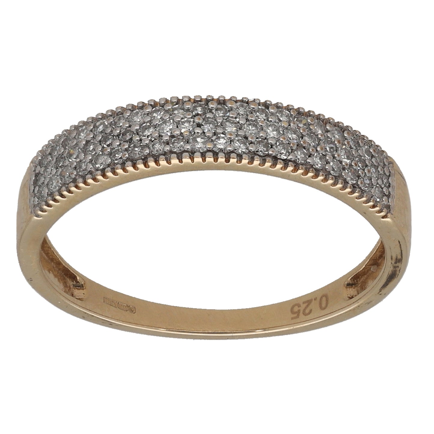 9ct Gold 0.25ct Diamond Half Eternity Ring Size P