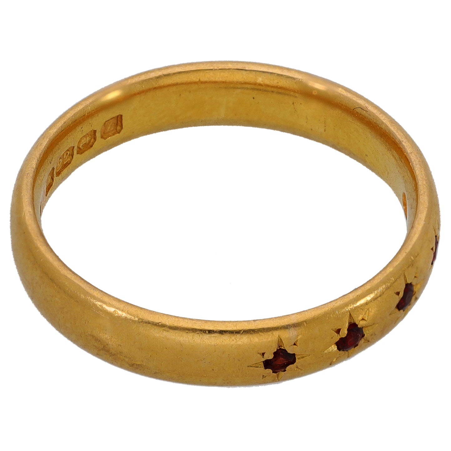 22ct Gold Garnet Half Eternity Ring Size P