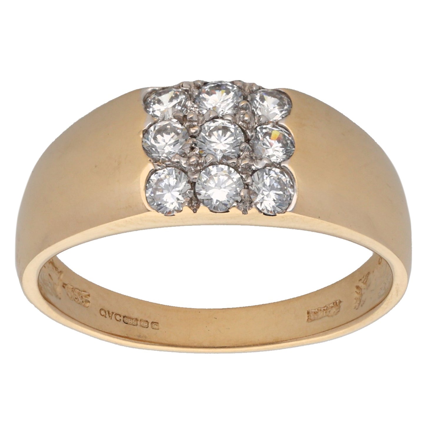 14ct Gold Cubic Zirconia Cluster Ring Size Q
