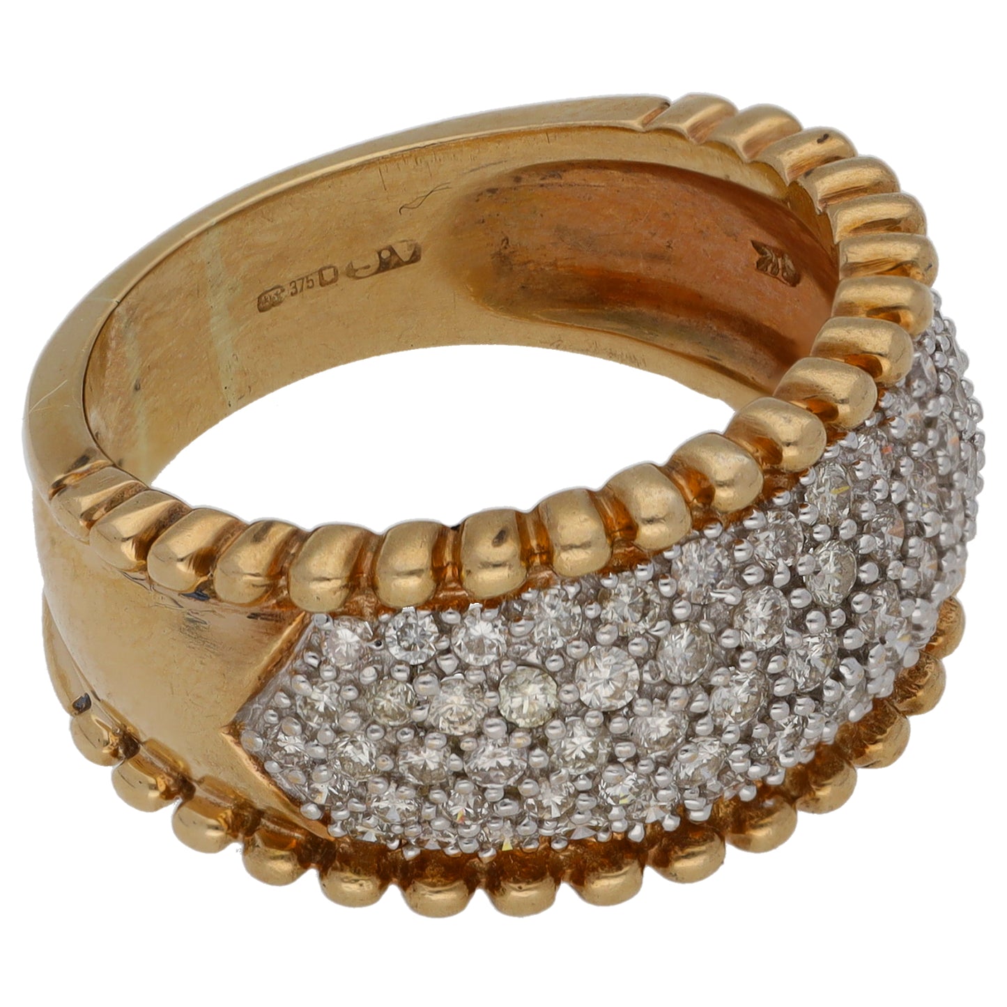 9ct Gold 1.12ct Diamond Dress/Cocktail Ring Size Q