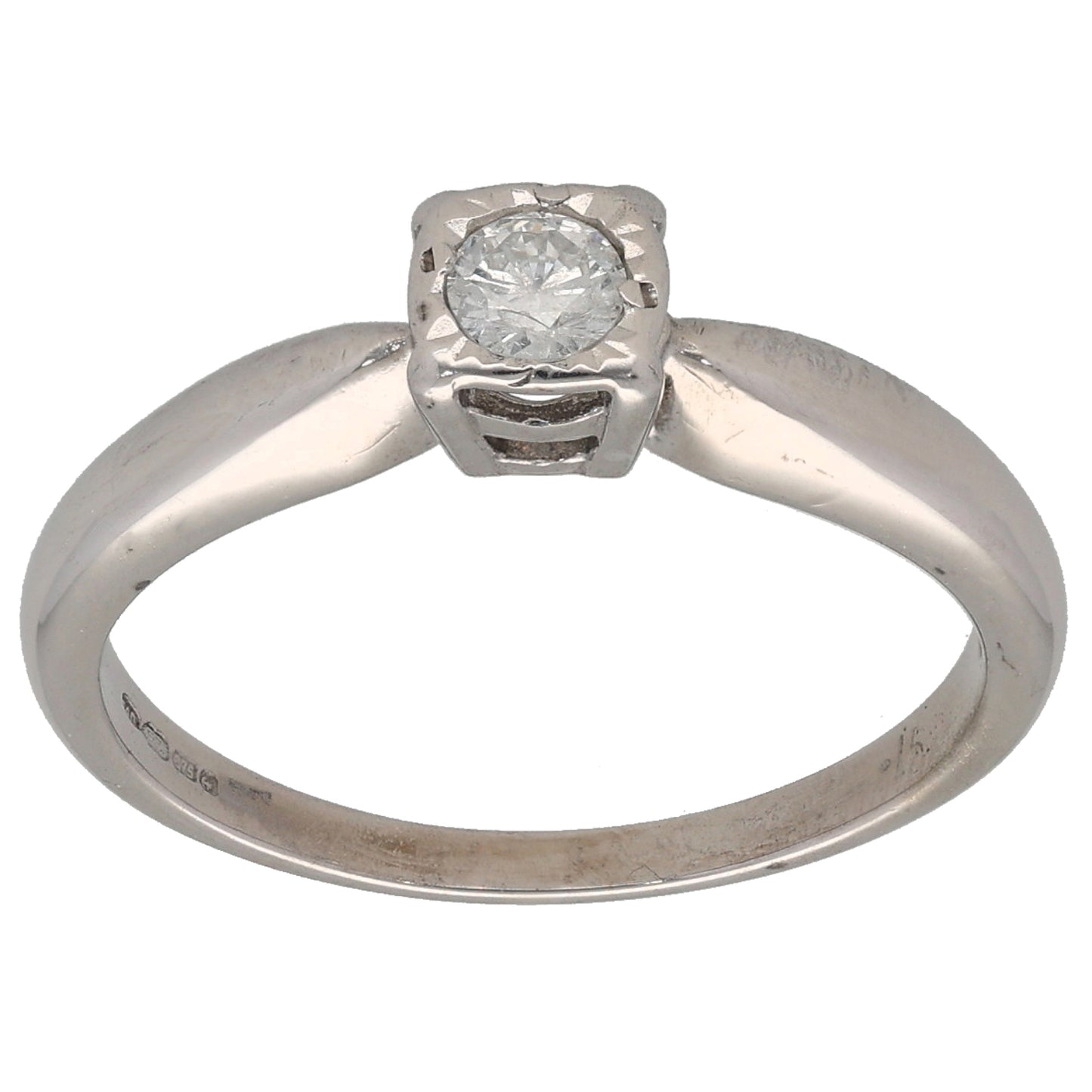 9ct Gold 0.15ct Diamond Solitaire Ring Size N