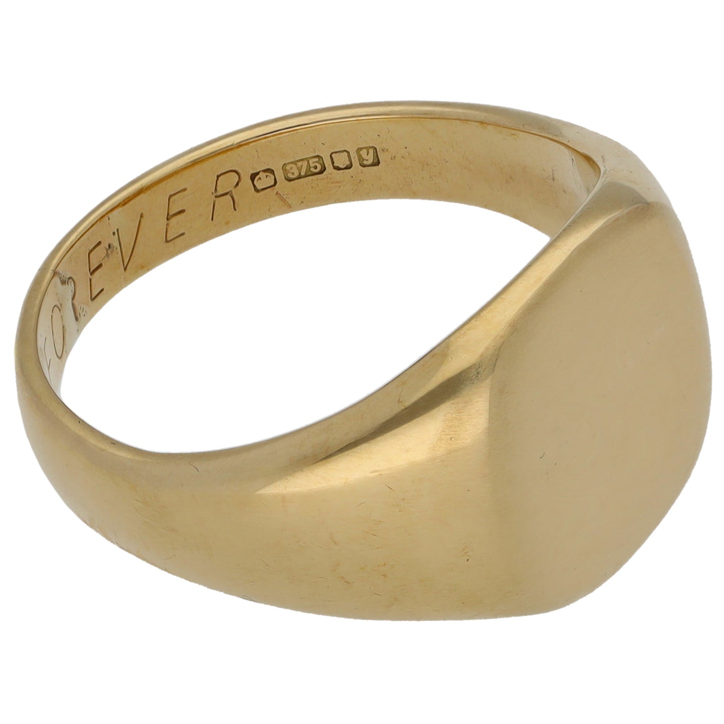 9ct Gold Plain Signet Ring Size S