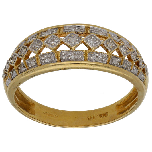 9ct Gold 0.10ct Diamond Dress/Cocktail Ring Size T