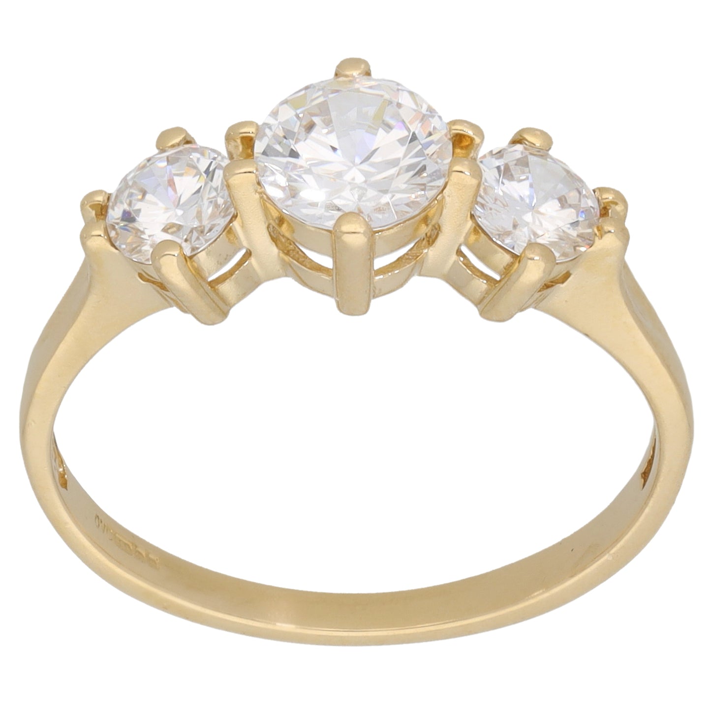 14ct Gold Cubic Zirconia Trilogy Ring Size R