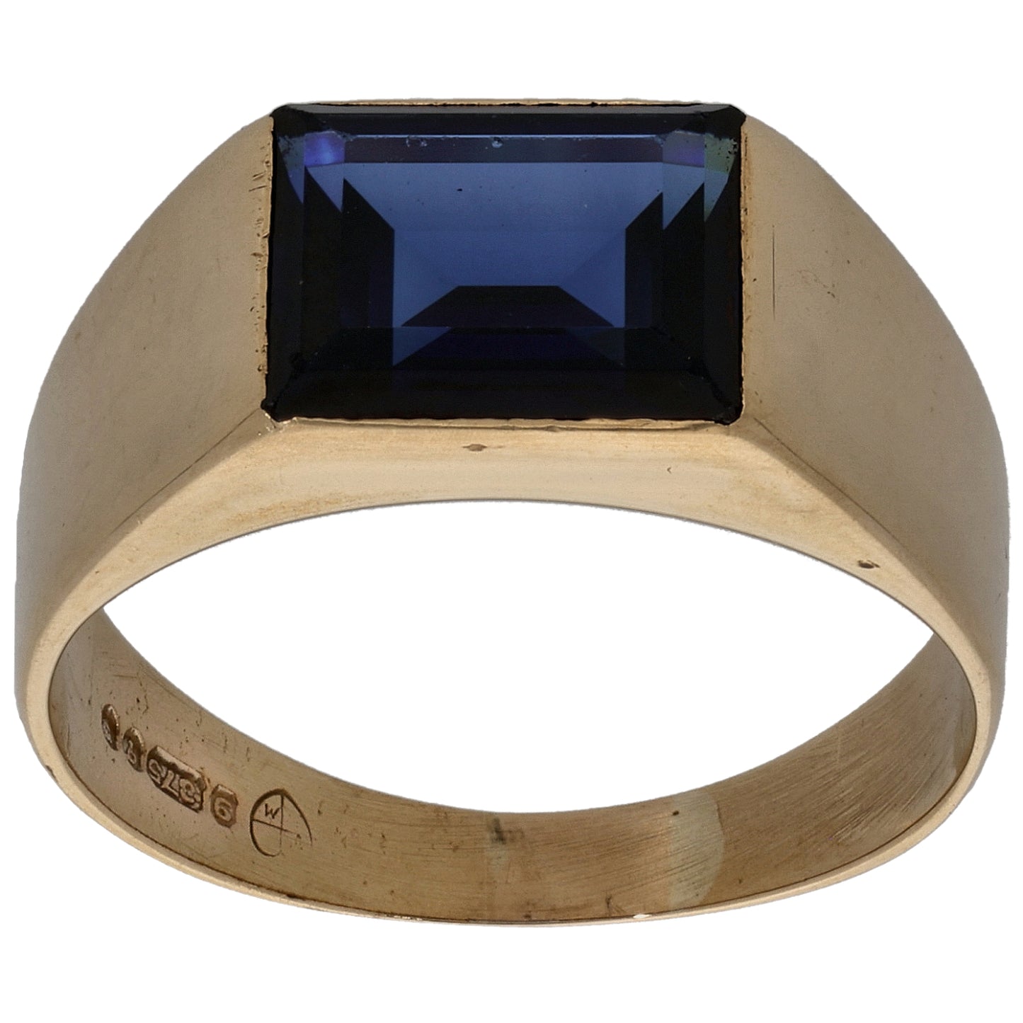 9ct Gold Sapphire Single Stone Ring Size S