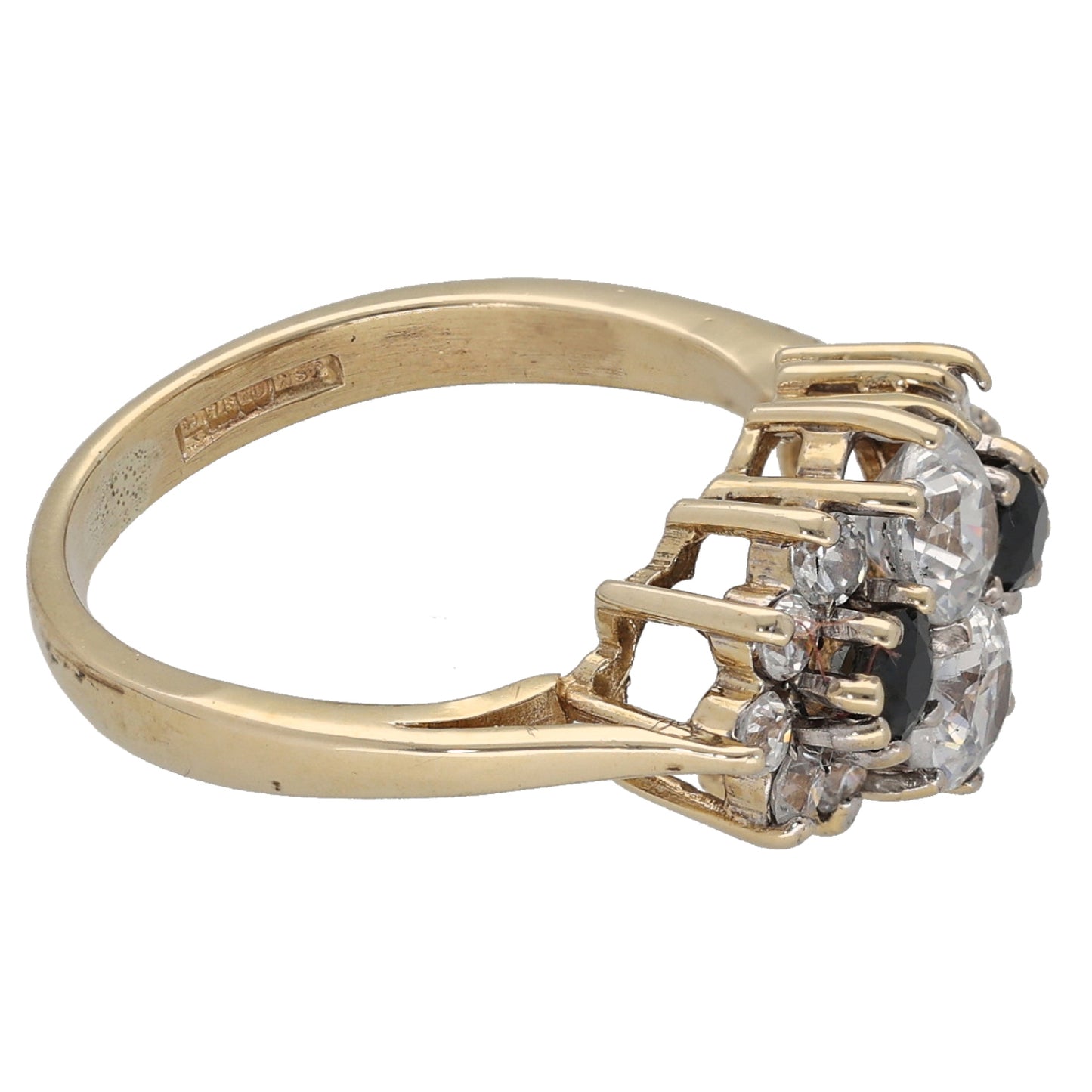 9ct Gold Sapphire & Cubic Zirconia Dress/Cocktail Ring Size K