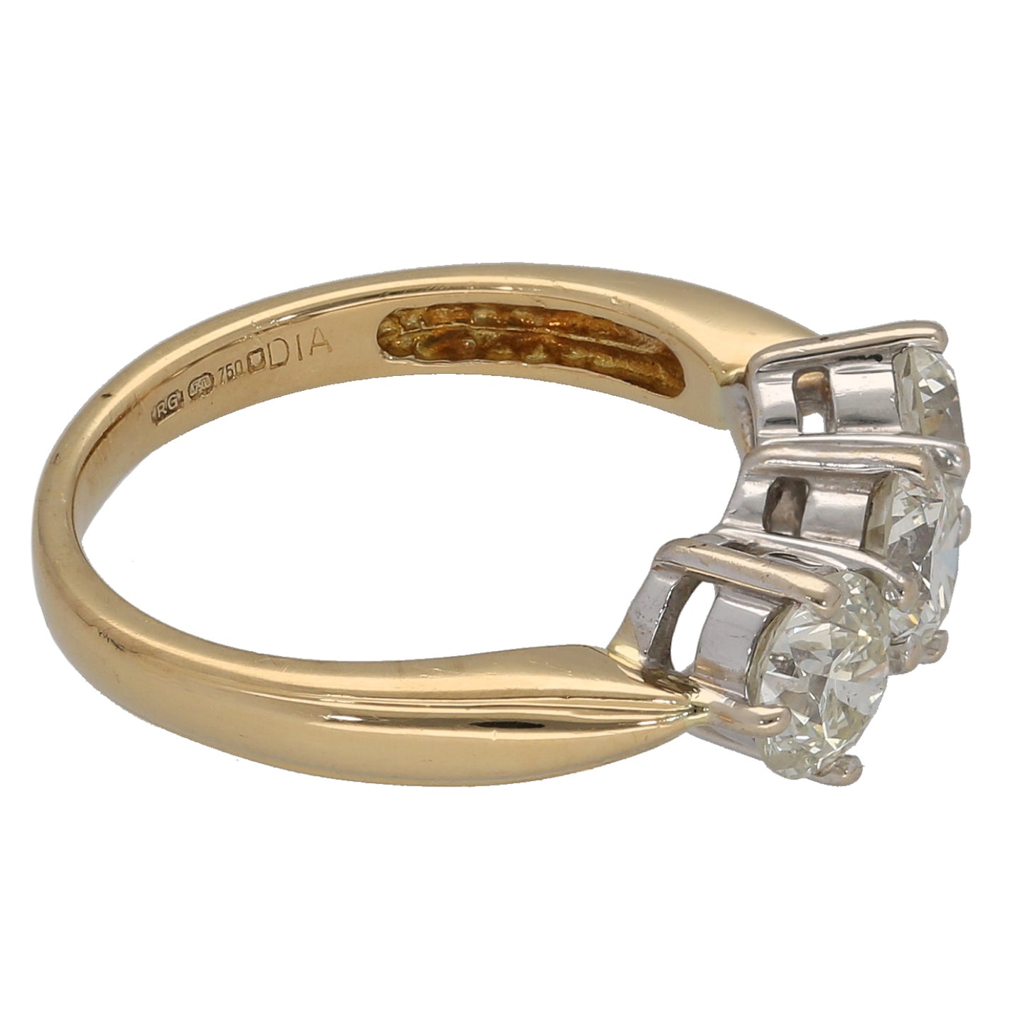 18ct Gold 1.50ct Diamond Trilogy Ring Size K