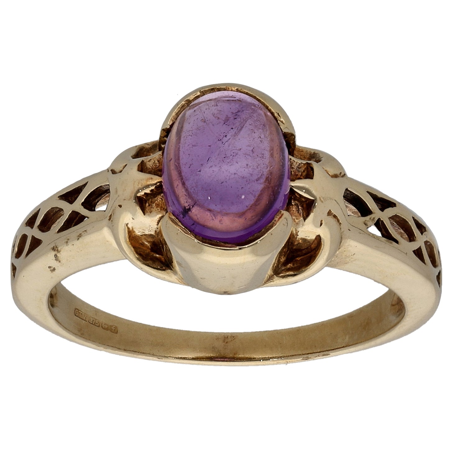 9ct Gold Amethyst Single Stone Ring Size N