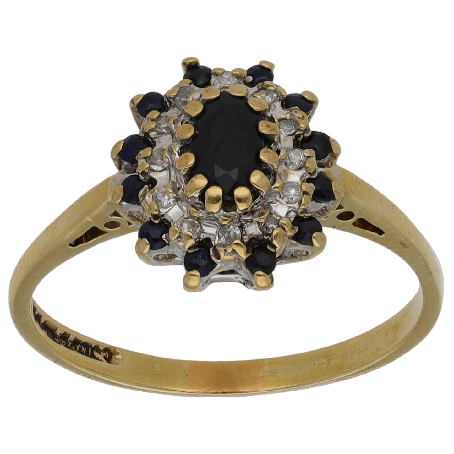 9ct Gold 0.06ct Diamond & Sapphire Dress/Cocktail Ring Size L