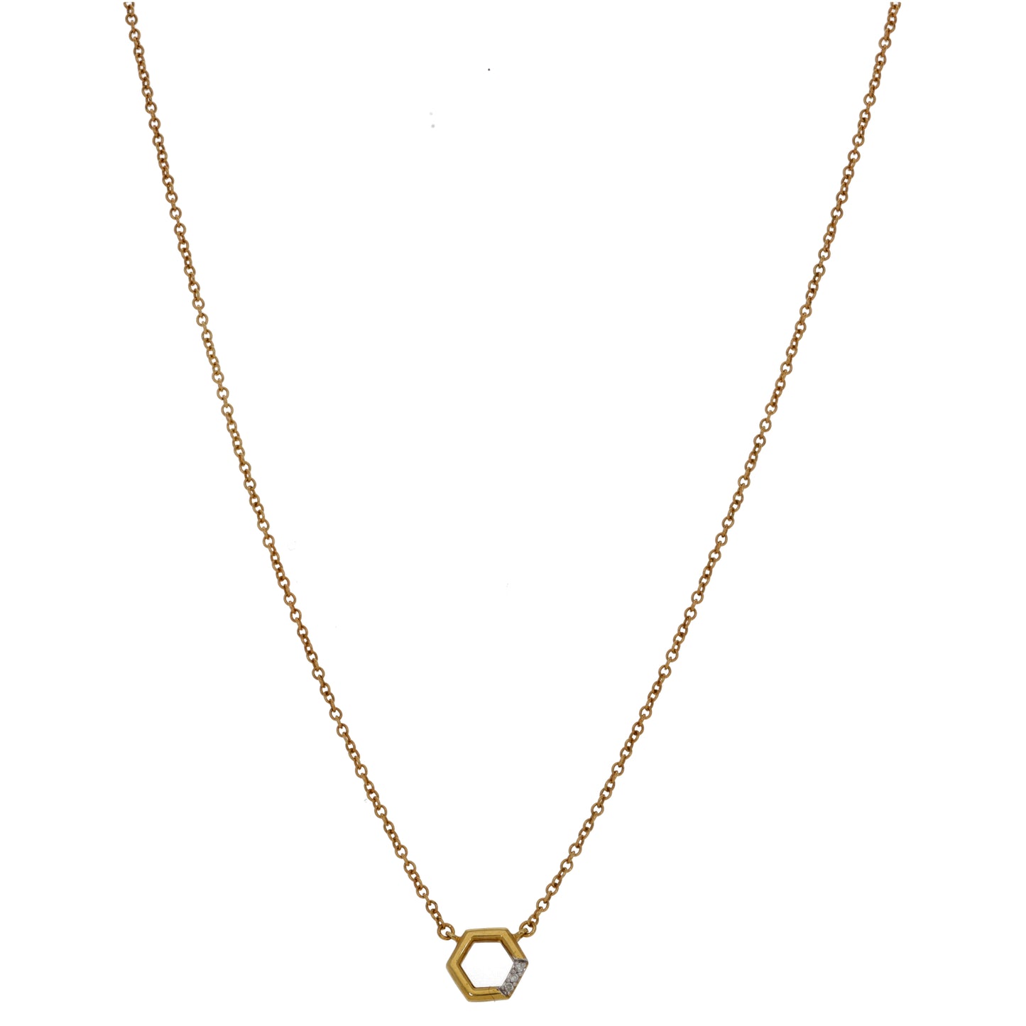9ct Bicolour Gold 0.05ct Diamond Ring & Necklace Jewellery Set