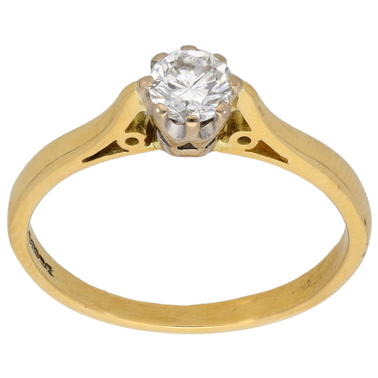 18ct Gold 0.30ct Diamond Solitaire Ring Size M