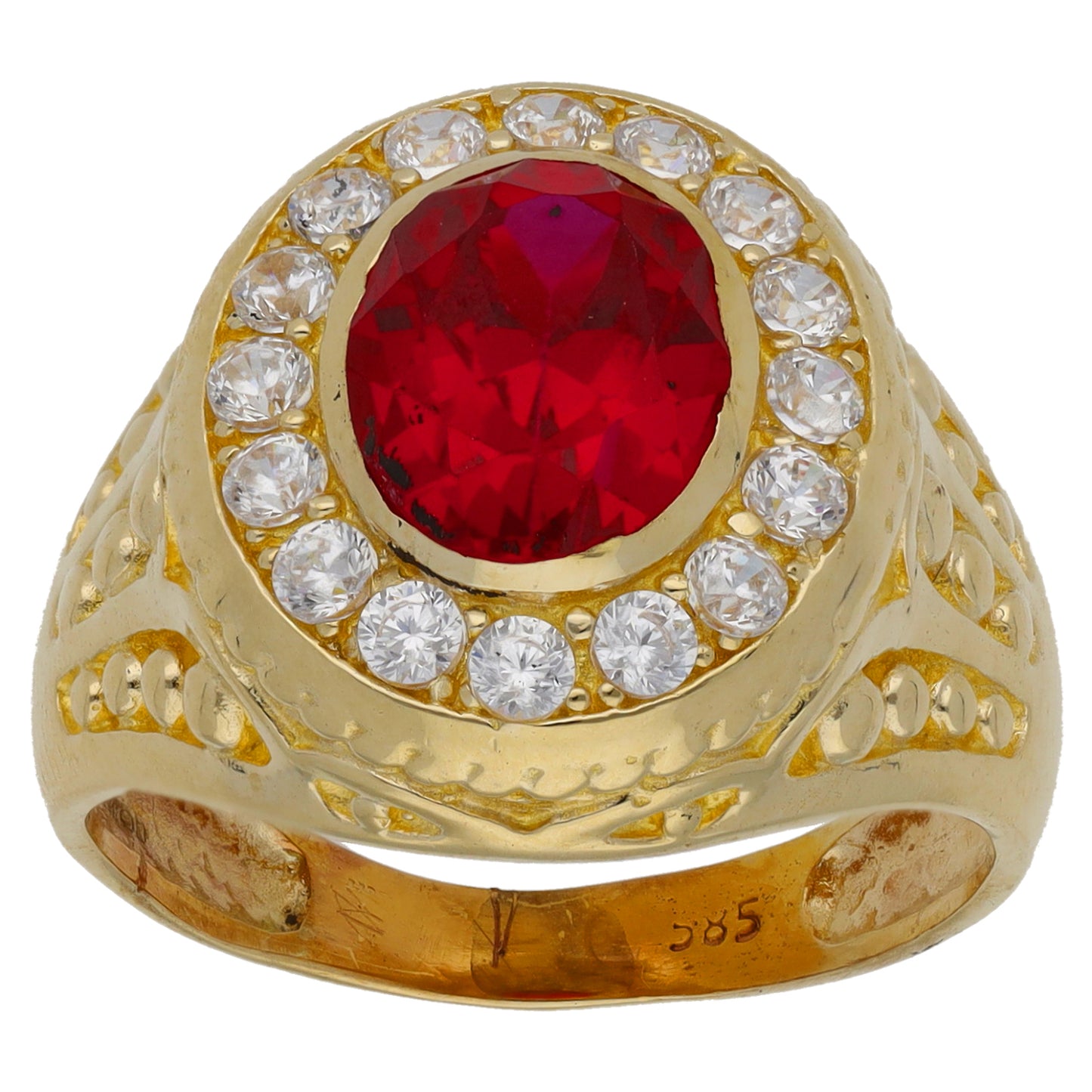14ct Gold Imitation Gems Alternative Ring Size R