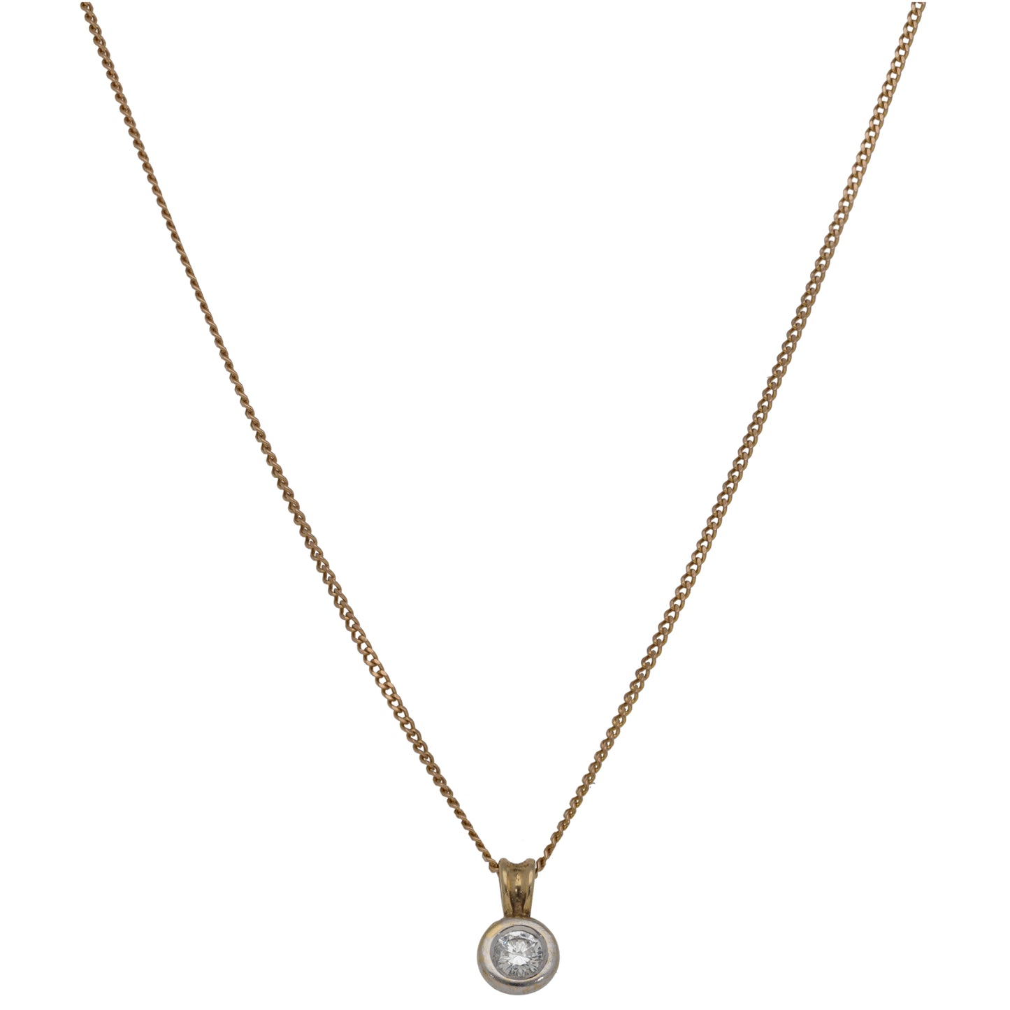 9ct Gold 0.20ct Diamond Solitaire Pendant With Chain