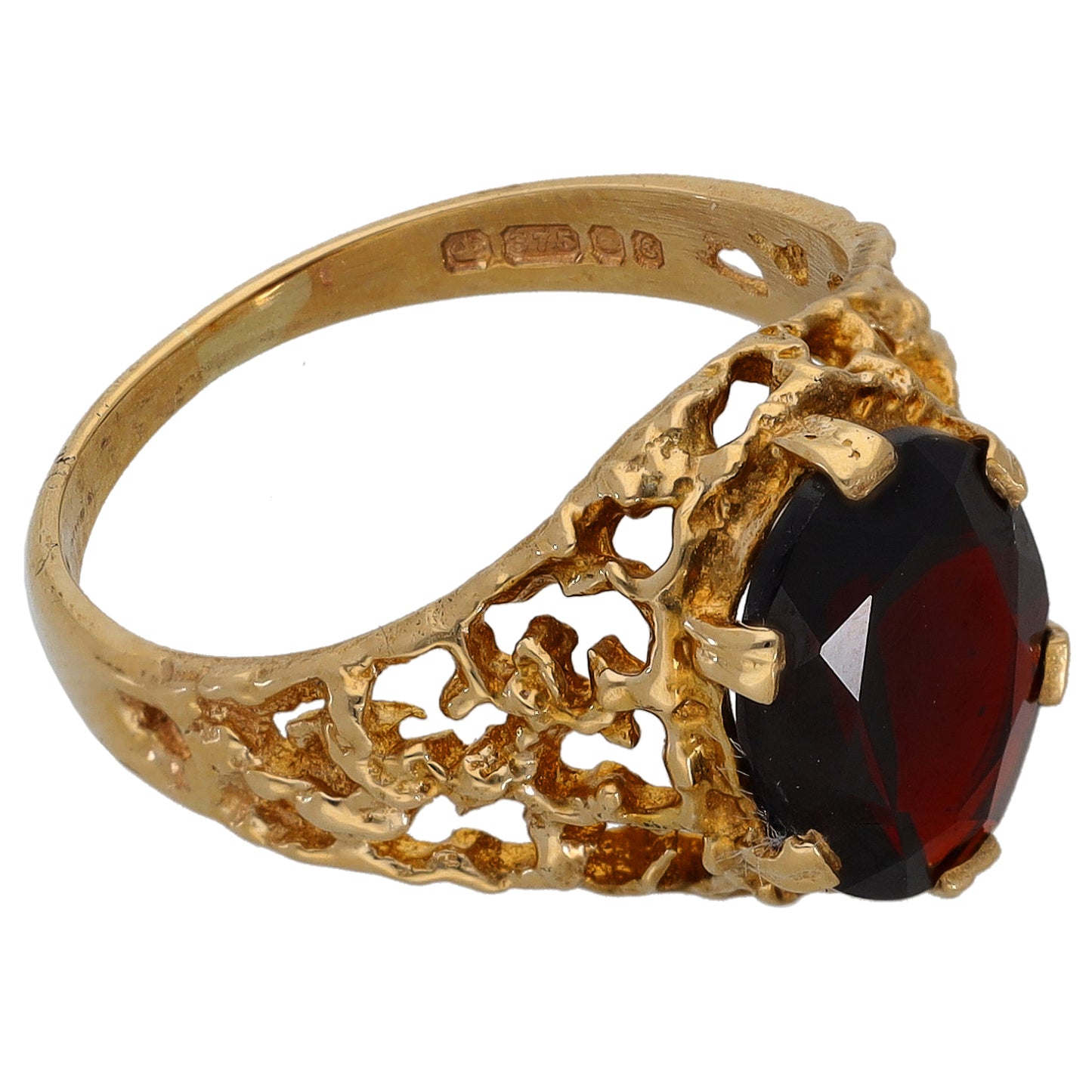 9ct Gold Garnet Single Stone Ring Size L