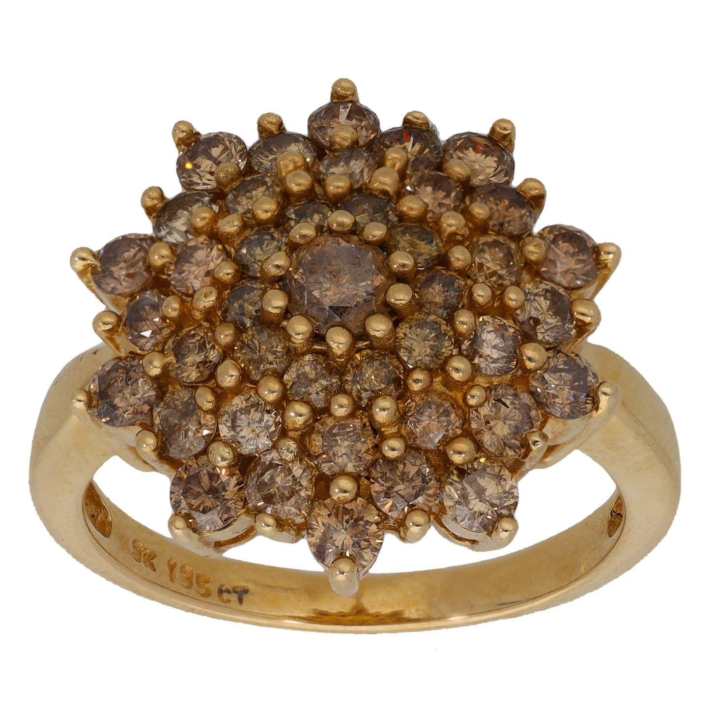 9ct Gold 1.85ct Diamond Cluster Ring Size P