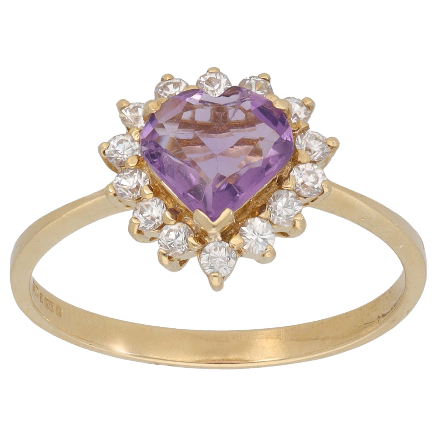 9ct Gold Amethyst & Cubic Zirconia Dress/Cocktail Ring Size T